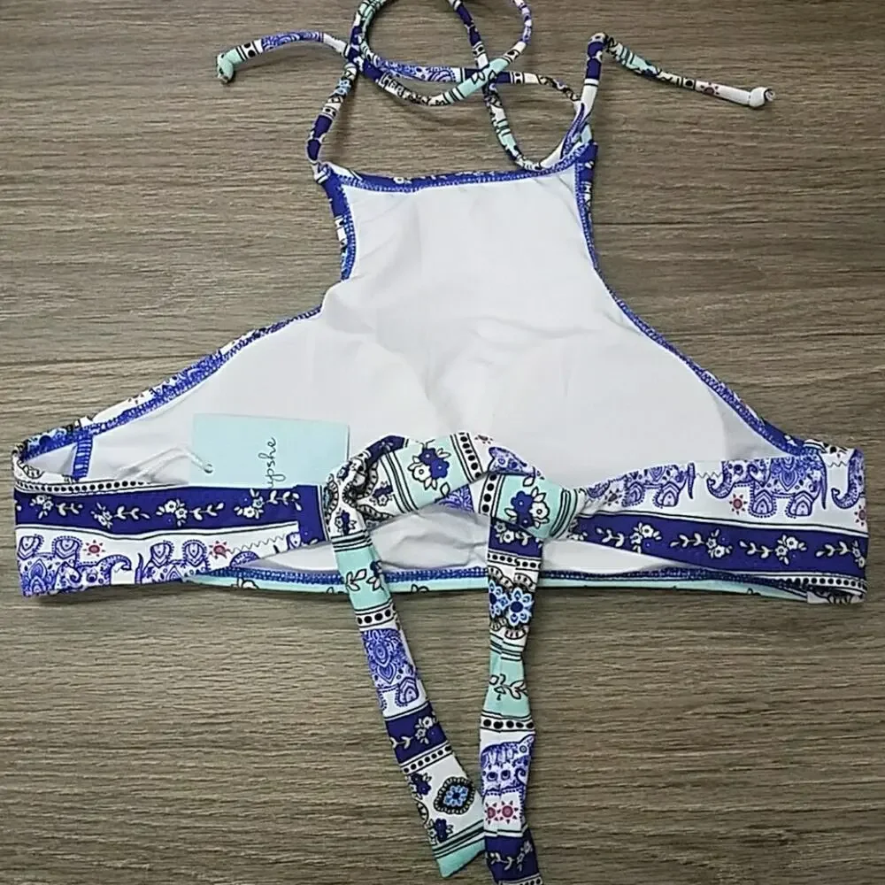 NWT Cupshe elephant‎ print halter bikini sz L